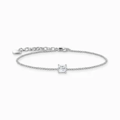 New Bracelet en argent avec pendentif carré et zircon blanc Femme Bracelets|Argent 925