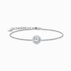 Discount Bracelet en argent avec pendentif halo et zircon blanc Femme Bracelets|Argent 925