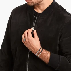 Best Bracelet fin noir et argent en cuir Femme Bracelets|Bracelets
