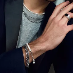 Shop Bracelet liens et perles argent Femme Bracelets|Bracelets