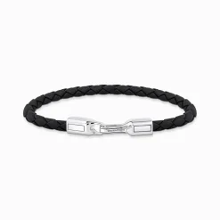 Flash Sale Bracelet noir et argent en cuir Femme Bracelets|Bracelets