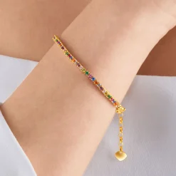 Best Bracelet rivière avec pierres multicolore plaqué or Femme Bracelets