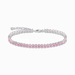 Cheap Bracelet rivière avec pierres roses argent Femme Bracelets