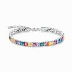 Hot Bracelet rivière avec pierres multicolore argent Femme Bracelets