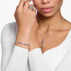 Hot Bracelet rivière avec pierres multicolore argent Femme Bracelets