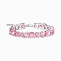 Best Bracelet rivière en argent avec 20pierres rose vif Femme Bracelets|Argent 925