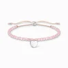 New Bracelet rose perles cœur Femme Bracelets