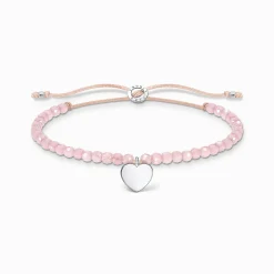 New Bracelet rose perles cœur Femme Bracelets