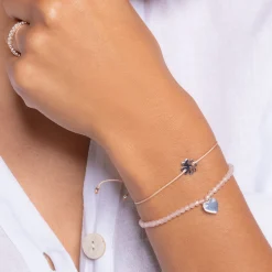 New Bracelet rose perles cœur Femme Bracelets