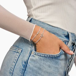 Hot Bracelet tennis cœur avec pierres blanches en argent Femme Bracelets