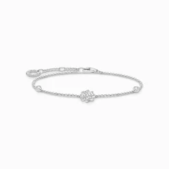 Sale Bracelet trèfle avec pierres argent Femme Bracelets