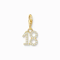 Flash Sale Breloque Charm chiffre 18 dorée, ornée de pierres blanches Femme Charms|Charms