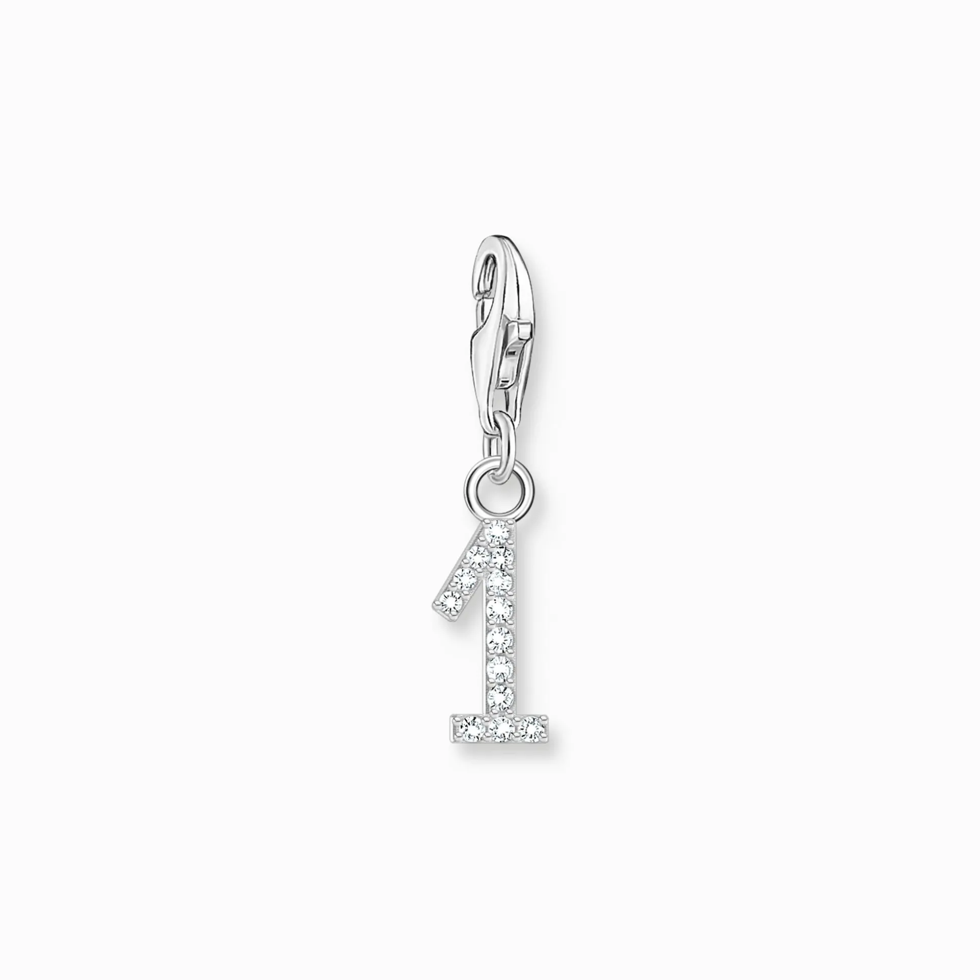 Shop Breloque Charm chiffre 1 en argent, ornée de pierres blanches Femme Charms|Charms
