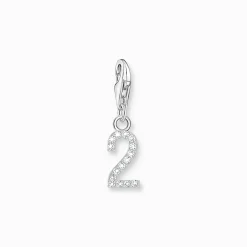 Shop Breloque Charm chiffre 2 en argent, ornée de pierres blanches Femme Charms|Charms
