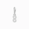 Clearance Breloque Charm chiffre 8 en argent, ornée de pierres blanches Femme Charms|Charms