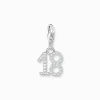 Cheap Breloque Charm chiffre 18 en argent, ornée de pierres blanches Femme Charms|Charms