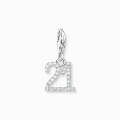 Store Breloque Charm chiffre 21 en argent, ornée de pierres blanches Femme Charms|Charms