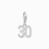 Shop Breloque Charm chiffre 30 en argent, ornée de pierres blanches Femme Charms|Charms