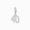 Best Breloque Charm chiffre 40 en argent, ornée de pierres blanches Femme Charms|Charms