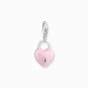 Best Sale Breloque Charm en argent, cadenas cœur rose Femme Charms|Charms