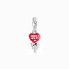 New Breloque Charm en argent, sucette cœur rouge Femme Charms|Charms