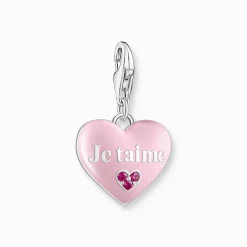 Store Breloque Charm en argent cœur rose je t’aime Femme Charms|Charms