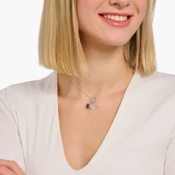 Shop Breloque Charm en argent, ornée d’une gemme rouge taillée en cœur Femme Charms|Charms