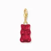 Sale Breloque Charm Ours d’or rouge, doré Femme Charms|Charms