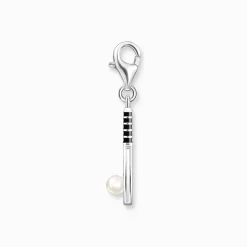 Fashion Breloque Charm raquette de tennis en argent, ornée d’une perle blanche Femme Charms|Charms
