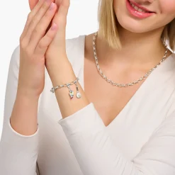 Fashion Breloque Charm raquette de tennis en argent, ornée d’une perle blanche Femme Charms|Charms
