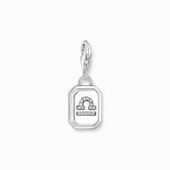 Sale Breloque Charm signe du zodiaque Balance en argent, ornée de pierres blanches Femme Charms|Charms