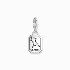 Discount Breloque Charm signe du zodiaque Gémeaux en argent, ornée de pierres Femme Charms|Charms