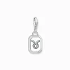 Store Breloque Charm signe du zodiaque Taureau en argent, ornée de pierres Femme Charms|Charms
