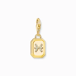 Hot Breloque Charm signe du zodiaque Poisson dorée, ornée de pierres Femme Charms|Charms