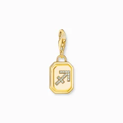 Fashion Breloque Charm signe du zodiaque Sagittaire dorée, ornée de pierres Femme Charms|Charms
