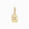 Fashion Breloque Charm signe du zodiaque Gémeaux dorée, ornée de pierres Femme Charms|Charms