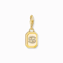Hot Breloque Charm signe du zodiaque Cancer dorée, ornée de pierres Femme Charms|Charms