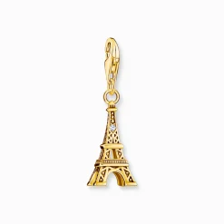 Online Breloque Charm tour Eiffel plaquée or, ornée d’une zircone blanche Femme Charms|Charms