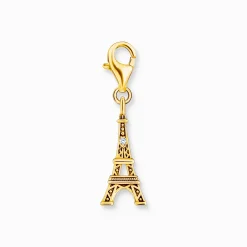 Online Breloque Charm tour Eiffel plaquée or, ornée d’une zircone blanche Femme Charms|Charms