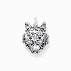 Outlet Breloque hure de loup sertie de gemmes, argent noirci Femme Pendentifs|Pendentifs