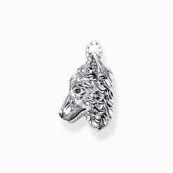 Outlet Breloque hure de loup sertie de gemmes, argent noirci Femme Pendentifs|Pendentifs