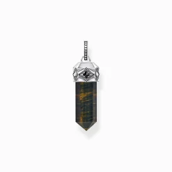 Best Breloque œil de tigre bleu et or en forme de cristal, argent noirci Femme Pendentifs|Pendentifs