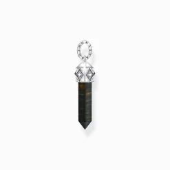 Best Breloque œil de tigre bleu et or en forme de cristal, argent noirci Femme Pendentifs|Pendentifs