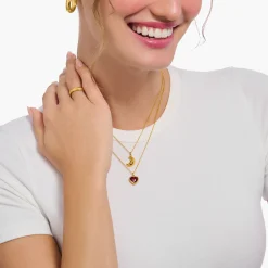 Shop Chaîne à breloque croissant, dorée Femme Chaînes & Colliers|Placage Or 18 Carats - Argent 925