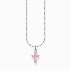 Hot Chaîne à breloque croix rose, argent Femme Chaînes & Colliers