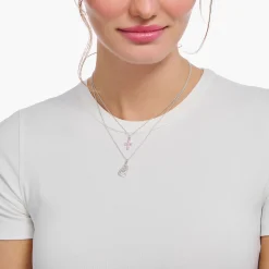 Hot Chaîne à breloque croix rose, argent Femme Chaînes & Colliers