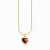Discount Chaîne à breloque cœur rouge foncé, dorée Femme Chaînes & Colliers|Placage Or 18 Carats - Argent 925