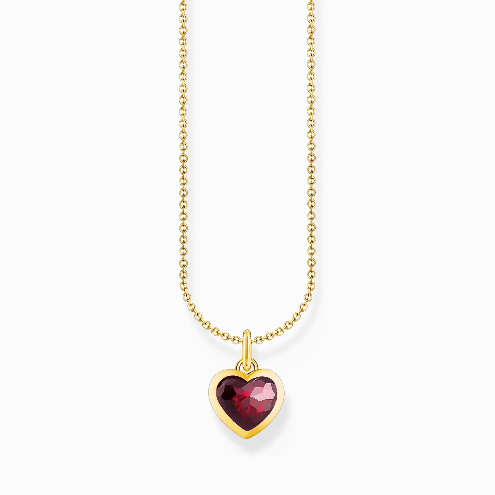 Discount Chaîne à breloque cœur rouge foncé, dorée Femme Chaînes & Colliers|Placage Or 18 Carats - Argent 925