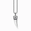 Clearance Chaîne à breloque dent ornée de gemmes, argent noirci Chaînes & Colliers|Argent 925