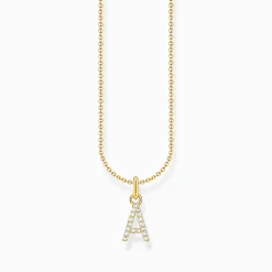 New Chaîne à breloque lettreA, dorée Femme Chaînes & Colliers|Placage Or 18 Carats - Argent 925